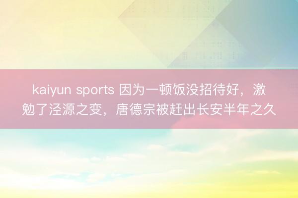 kaiyun sports 因为一顿饭没招待好,激勉了泾源之变,唐德宗被赶出长安半年之久