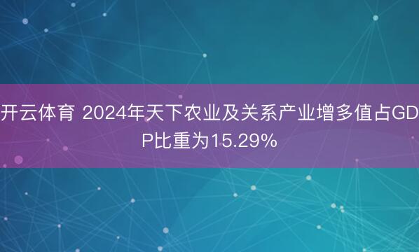 开云体育 2024年天下农业及关系产业增多值占GDP比重为15.29%