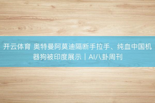 开云体育 奥特曼阿莫迪隔断手拉手、纯血中国机器狗被印度展示｜AI八卦周刊