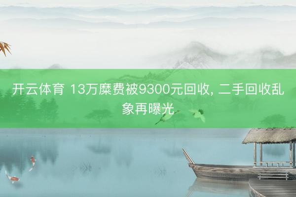 开云体育 13万糜费被9300元回收, 二手回收乱象再曝光